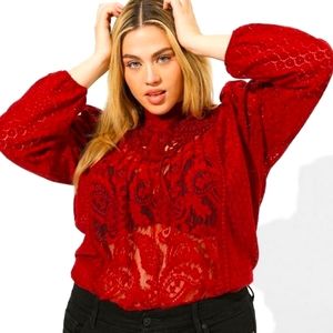 NWT Torrid Mixed Lace High Neck Top